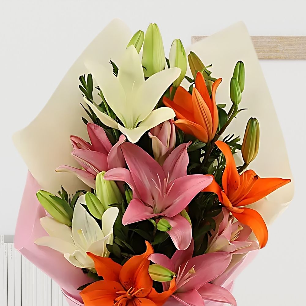 attractive mix lilies 