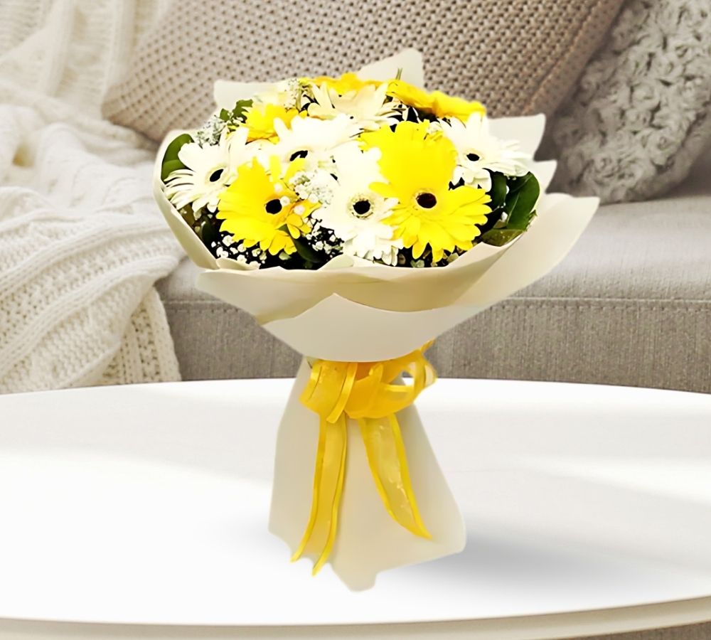  Rasmalai cake and mix gerbera flower bouquet 